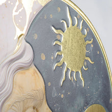 Load image into Gallery viewer, Lady Moon Wall Decor | Celestial Metal Wall Art | Gold Accent Moon Sign