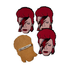 Load image into Gallery viewer, Large David Bowie Wooden Brooch Pin | Retro Rock Tribute