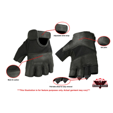Load image into Gallery viewer, Leather/ Mesh Fingerless Glove