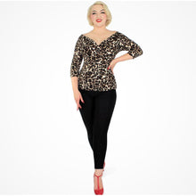 Load image into Gallery viewer, Leopard Three Quarter Sleeve Overlap Top [Available in Sizes SM-XL]