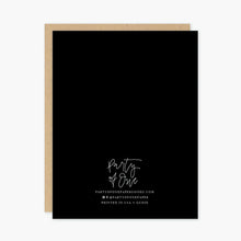 Load image into Gallery viewer, Let's Get Nude Black Greeting Card Featuring a Shaved Cat Motif