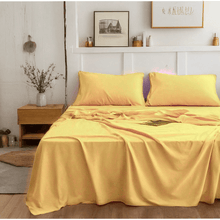 Load image into Gallery viewer, Tache Microfiber Sunny Yellow Bed Sheet Set (404-YS-BSS)