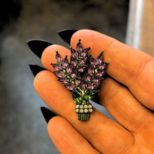 Load image into Gallery viewer, Lilac Brooch Pin 2" Purple Gemstone Floral Jewelry | Vintage Metal Alloy