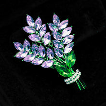 Load image into Gallery viewer, Lilac Brooch Pin 2" Purple Gemstone Floral Jewelry | Vintage Metal Alloy