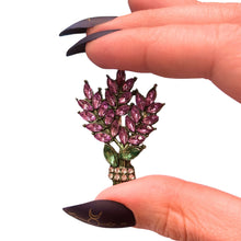 Load image into Gallery viewer, Lilac Brooch Pin 2" Purple Gemstone Floral Jewelry | Vintage Metal Alloy