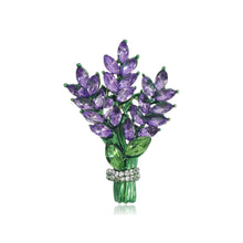 Load image into Gallery viewer, Lilac Brooch Pin 2" Purple Gemstone Floral Jewelry | Vintage Metal Alloy