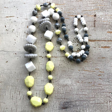 Load image into Gallery viewer, Neon Yellow &amp; Grey Beaded Rosary Chain Rope Necklace