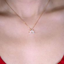 Load image into Gallery viewer, Lotus Water Lily Design Australian Solid Opal Diamond Necklace 14K Yellow Gold