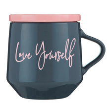 Load image into Gallery viewer, Love Yourself Mug &amp; Coaster Lid with Rainbow Design