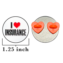 Load image into Gallery viewer, GL15-008 I LOVE INSURANCE Agent Lapel Pin with heart shaped pin clasps Flo Progressive