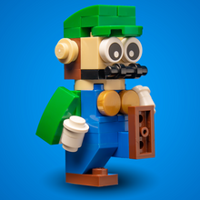 Load image into Gallery viewer, Custom Green Plumber Building Figure made using LEGO parts