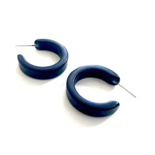 Load image into Gallery viewer, Navy Blue Mini Classic Hoop Earrings