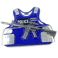Load image into Gallery viewer, CL5-016 Miami M4 Body Armor 3D self standing Challenge Coin Beach Dade City of North South Department Thin Blue Line