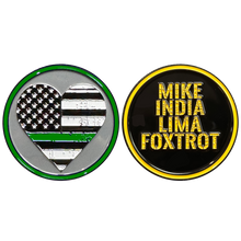 Load image into Gallery viewer, GL2-018 MILF Military Border Patrol Challenge Coin Thin Green Line Heart Flag Wife Girlfriend Sidepiece gifts