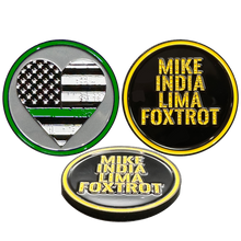 Load image into Gallery viewer, GL2-018 MILF Military Border Patrol Challenge Coin Thin Green Line Heart Flag Wife Girlfriend Sidepiece gifts