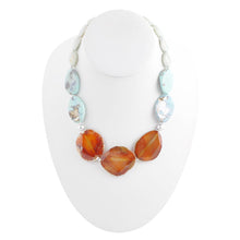 Load image into Gallery viewer, Minty Blue and Orange Nectar Necklace