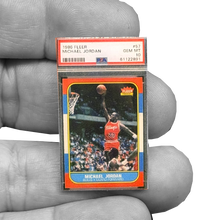 Load image into Gallery viewer, PBX-011-H Cufflinks for 1986 1987 Fleer Michael Jordan Rookie Card Collectors PSA 10 Facsimile Autograph back