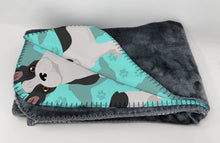 Load image into Gallery viewer, Black and White French Bulldog Soft Travel Blanket with Bag