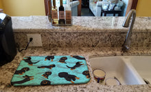 Load image into Gallery viewer, Longhaired Black Tan Dachshund Dish Drying Mat – Absorbent, Artistic Kitchen Essentials