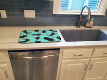 Load image into Gallery viewer, Longhaired Black Tan Dachshund Dish Drying Mat – Absorbent, Artistic Kitchen Essentials