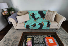 Load image into Gallery viewer, Longhaired Black Tan Dachshund Quilted Blanket 50x60