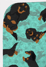 Load image into Gallery viewer, Longhaired Black Tan Dachshund Quilted Blanket 50x60