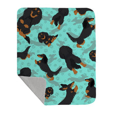Load image into Gallery viewer, Longhaired Black Tan Dachshund Quilted Blanket 50x60
