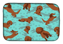 Load image into Gallery viewer, Longhaired Red Dachshund Dish Drying Mat – Absorbent, Artistic Kitchen Essentials