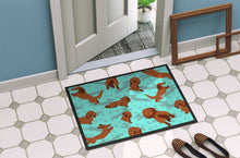 Load image into Gallery viewer, Longhaired Red Dachshund Doormat - 24x36 Decorative Floor Mat – Indoor/Outdoor Rug with Artistic Flair