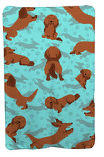 Load image into Gallery viewer, Longhaired Red Dachshund Soft Travel Blanket with Bag