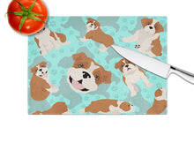 Load image into Gallery viewer, Red and White English Bulldog Glass Cutting Boards – Durable, Decorative Kitchen Art Large