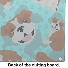 Load image into Gallery viewer, Red and White English Bulldog Glass Cutting Boards – Durable, Decorative Kitchen Art Large