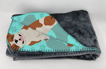 Load image into Gallery viewer, Red and White English Bulldog Soft Travel Blanket with Bag