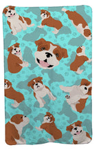 Load image into Gallery viewer, Red and White English Bulldog Soft Travel Blanket with Bag
