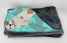 Load image into Gallery viewer, Piebald English Bulldog Soft Travel Blanket with Bag