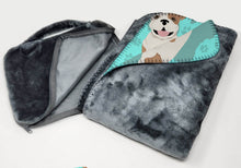 Load image into Gallery viewer, Piebald English Bulldog Soft Travel Blanket with Bag
