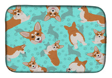 Load image into Gallery viewer, Red and White Pembroke Corgi Dish Drying Mat – Absorbent, Artistic Kitchen Essentials
