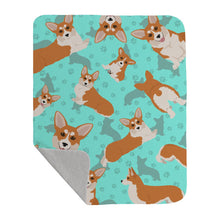 Load image into Gallery viewer, Red and White Pembroke Corgi Quilted Blanket 50x60