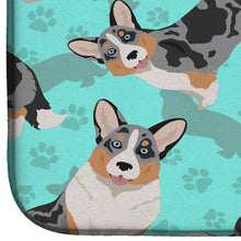 Load image into Gallery viewer, Blue Merle Welsh Cardigan Corgi Dish Drying Mat – Absorbent, Artistic Kitchen Essentials
