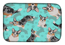 Load image into Gallery viewer, Blue Merle Welsh Cardigan Corgi Dish Drying Mat – Absorbent, Artistic Kitchen Essentials