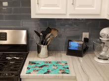 Load image into Gallery viewer, Blue Merle Welsh Cardigan Corgi Glass Cutting Boards – Durable, Decorative Kitchen Art Large