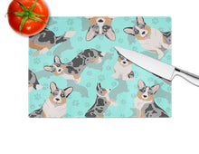 Load image into Gallery viewer, Blue Merle Welsh Cardigan Corgi Glass Cutting Boards – Durable, Decorative Kitchen Art Large