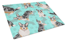 Load image into Gallery viewer, Blue Merle Welsh Cardigan Corgi Glass Cutting Boards – Durable, Decorative Kitchen Art Large