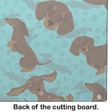 Load image into Gallery viewer, Chocolate and Tan Dachshund Glass Cutting Boards – Durable, Decorative Kitchen Art Large