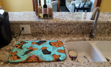 Load image into Gallery viewer, Black and Tan Yorkie Dish Drying Mat – Absorbent, Artistic Kitchen Essentials