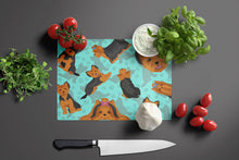 Load image into Gallery viewer, Black and Tan Yorkie Glass Cutting Boards – Durable, Decorative Kitchen Art Large