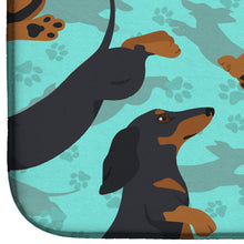 Load image into Gallery viewer, Black and Tan Dachshund Dish Drying Mat – Absorbent, Artistic Kitchen Essentials