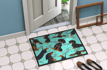 Load image into Gallery viewer, Black and Tan Dachshund Doormat - 24x36 Decorative Floor Mat – Indoor/Outdoor Rug with Artistic Flair