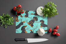 Load image into Gallery viewer, Black and Tan Dachshund Glass Cutting Boards – Durable, Decorative Kitchen Art Large