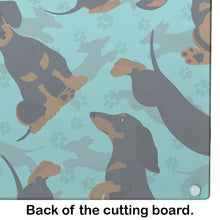 Load image into Gallery viewer, Black and Tan Dachshund Glass Cutting Boards – Durable, Decorative Kitchen Art Large